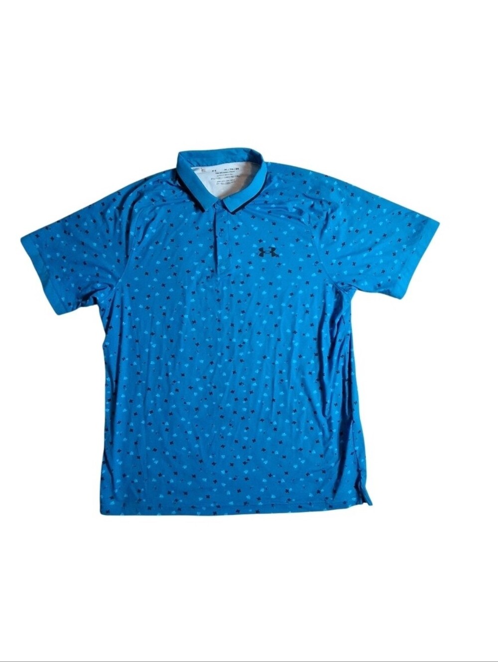 Under Amour Golf Shirt Men's Iso-Chill Performance XL Blue All Over Print